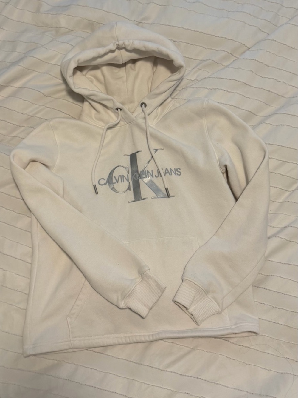Calvin Klein white hoodie with logo